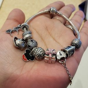 (SOLD) Authentic Pandora Bracelet With 10 Charms